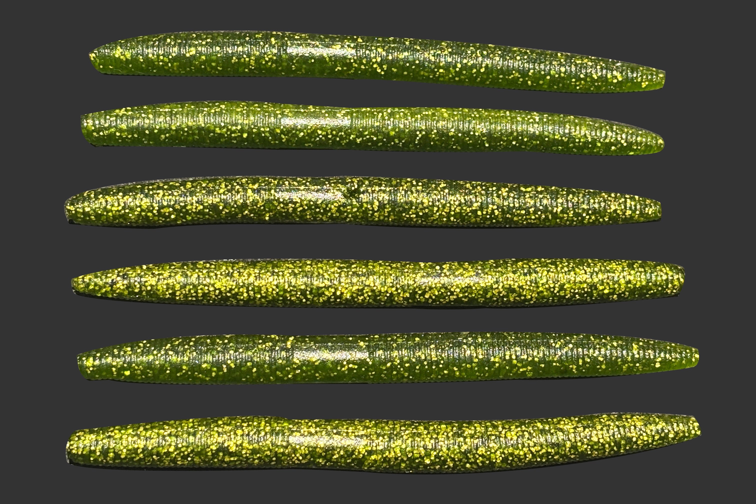 Watermelon Red & Golden Glitter Soft Plastic Worm (6pk)