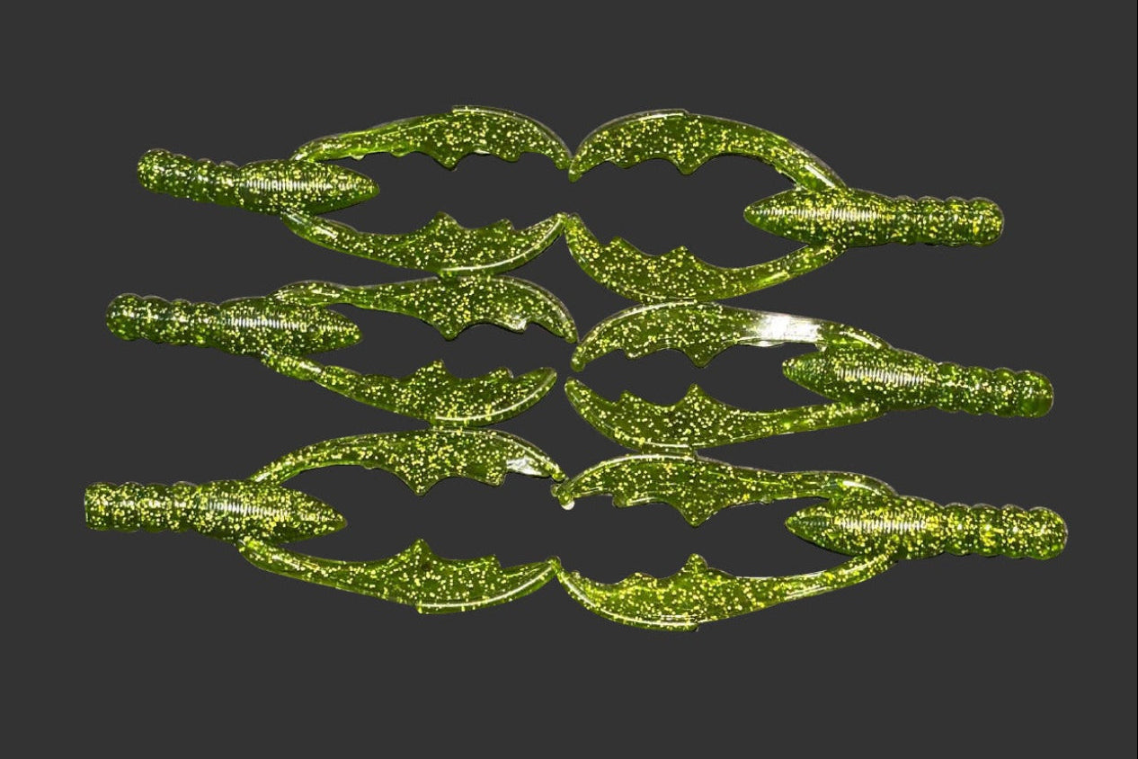 Watermelon Red & Golden Glitter Plastic Crawfish (6pk)